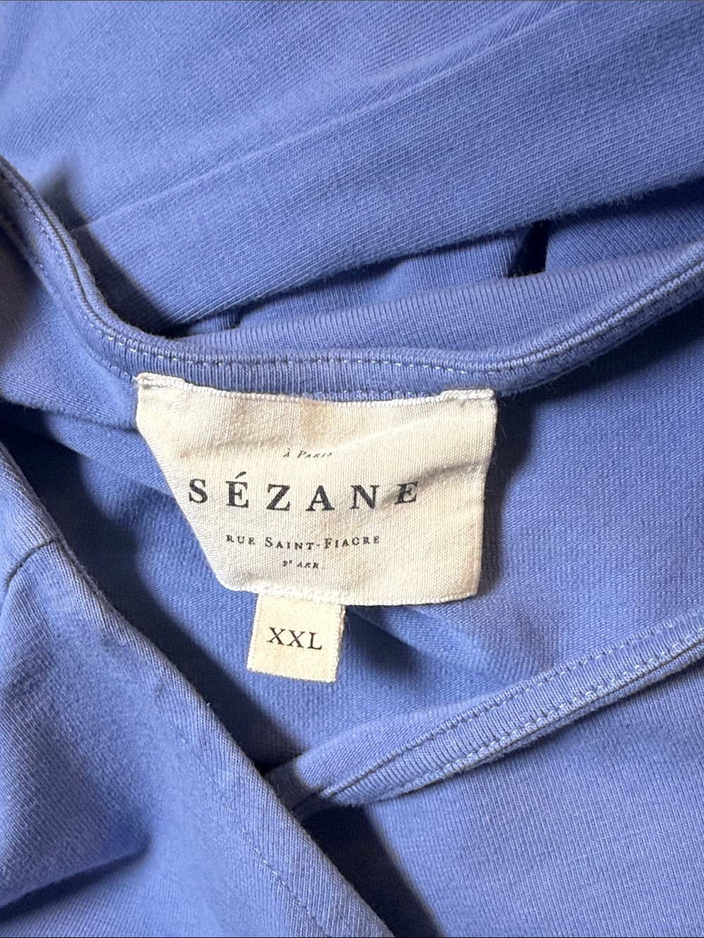 Sézane Pippa Vintage Blue Organic Cotton Tie Midi Maxi Dress XXL Flawed - Picture 11 of 11